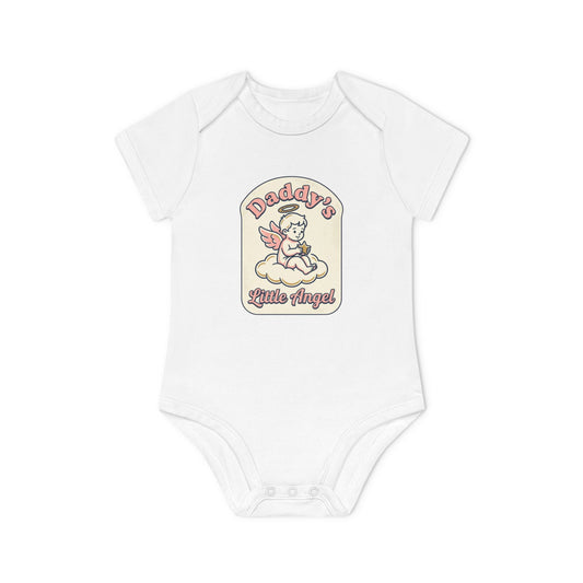 Daddy's Little Angel Baby Bodysuit - Organic Short Sleeve Infant Onesie