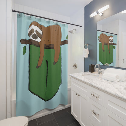 Cute Sloth Shower Curtain – Relaxing Jungle Bath Decor