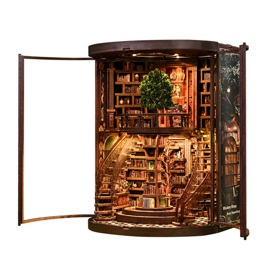 Book Nook Boekensteun - Houten Miniatuur Bouwpakket met Verlichting