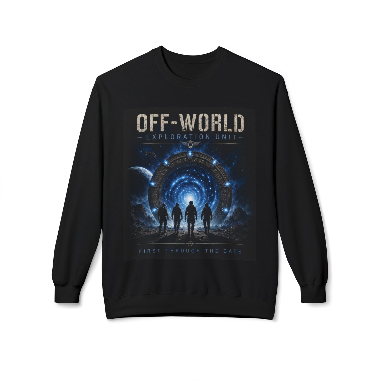 Off-World Exploration Unit Sweatshirt | Sci-Fi Crewneck | Space Explorer Sweater | First Through The Gate | Gift for Science Fiction Fans