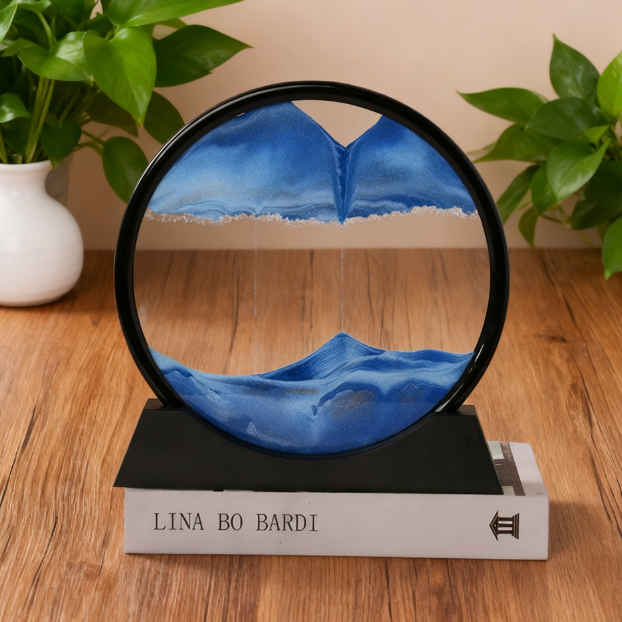 3D Zandloper met Bewegend Zand - Relaxerende Decoratie voor Bureau & Woonkamer