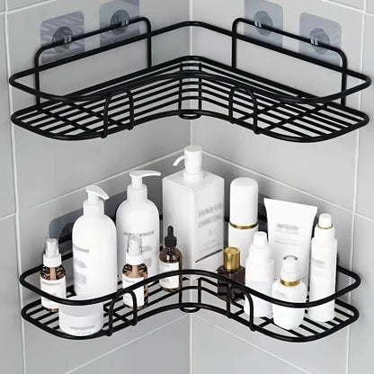Bathroom Storage Rack Toilet Washroom Wall-Mounted Hole-Free Multi-Functional Iron Mesh Long Strip Organizer 