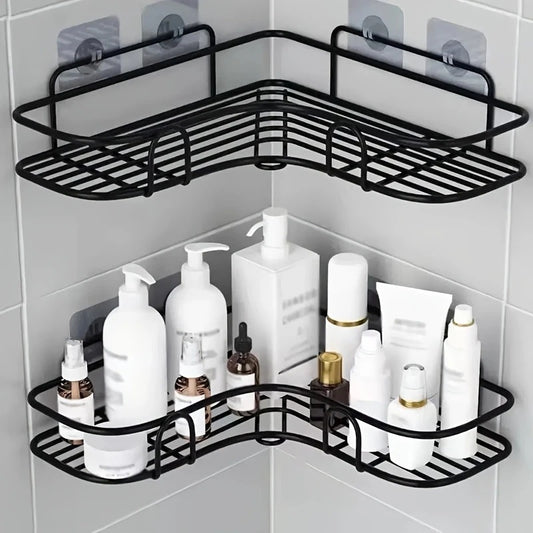 Bathroom Storage Rack Toilet Washroom Wall-Mounted Hole-Free Multi-Functional Iron Mesh Long Strip Organizer 