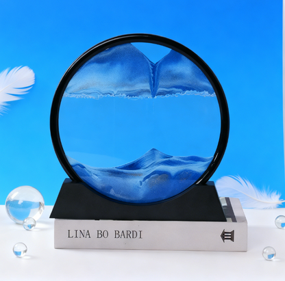 3D Zandloper met Bewegend Zand - Relaxerende Decoratie voor Bureau & Woonkamer
