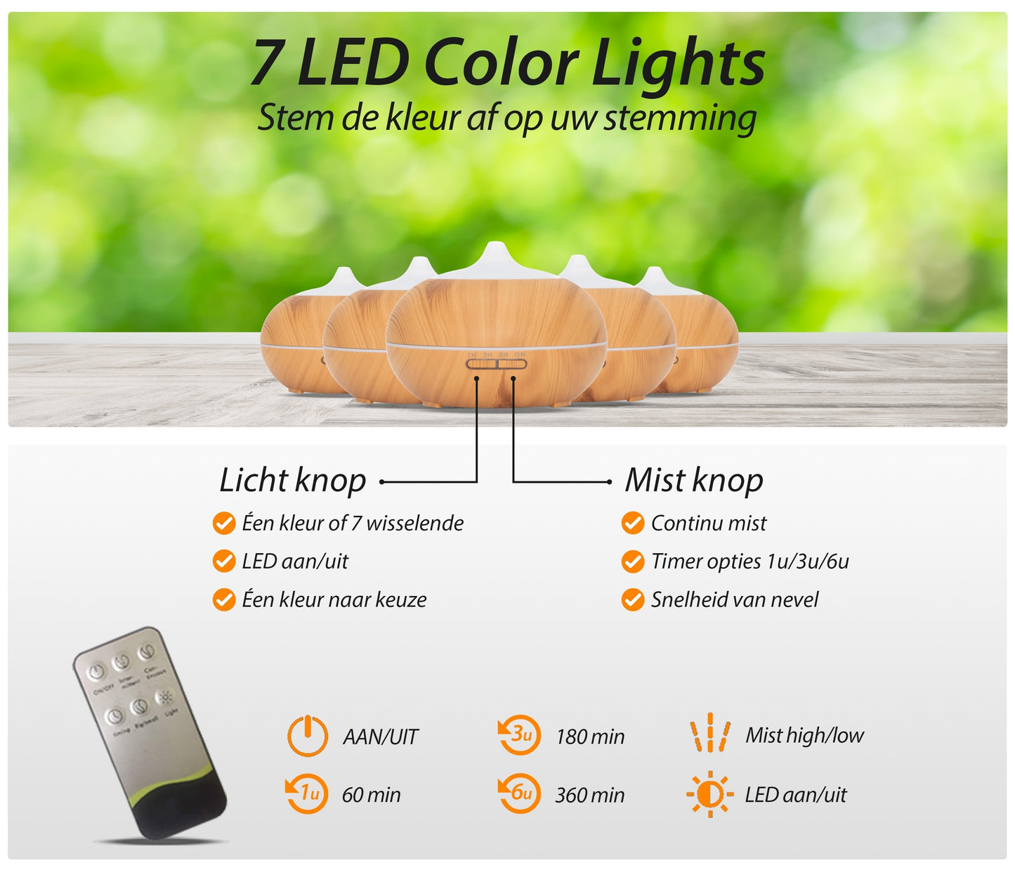 Sun Shine Pro - Licht Hout - Aroma Diffuser