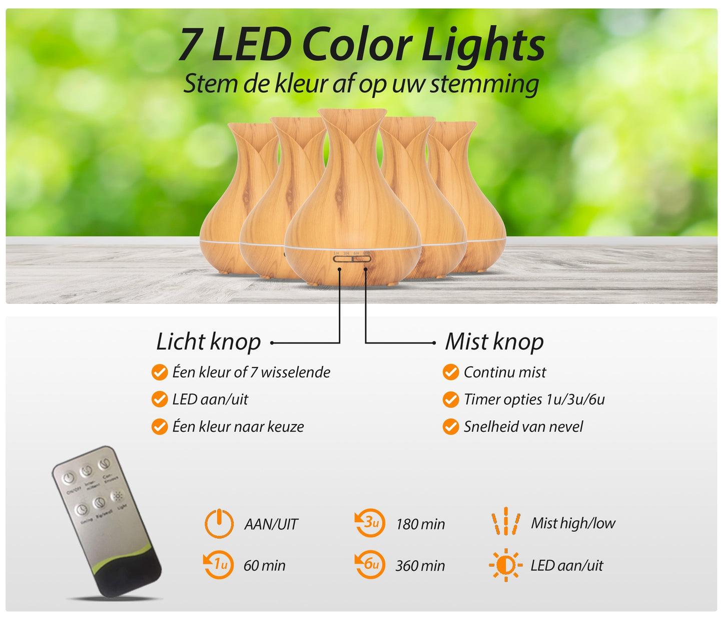Vitality Pro - Licht hout - Aroma Diffuser