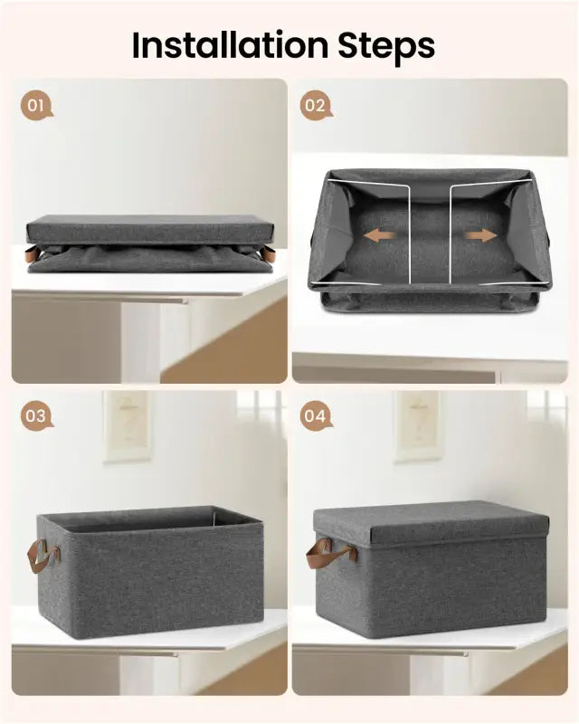 Opvouwbare Opbergdozen - Set van 3 Stuks - Grijs