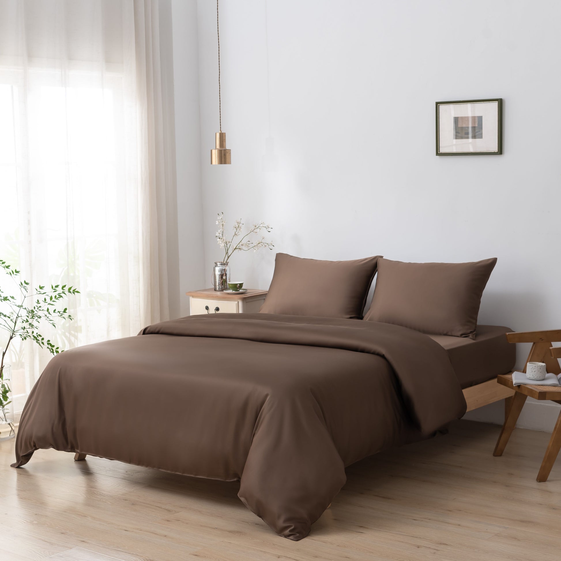 Eenpersoons Beddengoedset - Coffee Brown