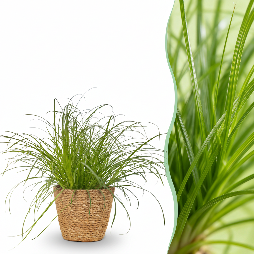 Green boutiQ - Kamerplant - Cyperus alternifolius Zumula - Kattengras - Huisdiervriendelijke Plant - Groen - 1 Plant - met Mand - Pot 12cm - Hoogte 20cm