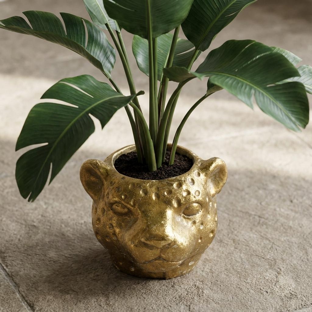 Planter Luipaard D12x9,5cm - Goud - D12x9,5cm