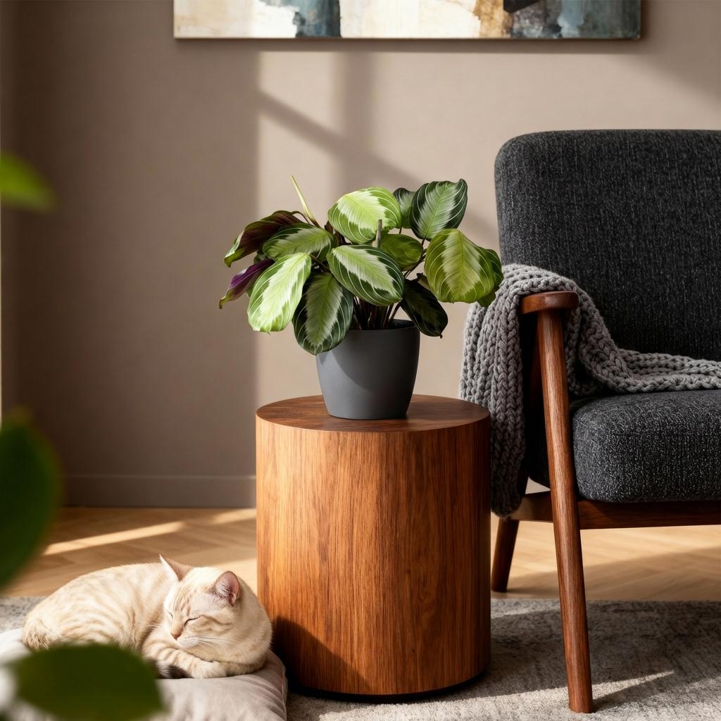Green boutiQ - Kamerplant - Maranta Fascinator Silverband - Gebedsplant - Huisdiervriendelijke Plant - Groen - 2 Planten - met Potter Grijs - Pot 12cm - Hoogte 25cm