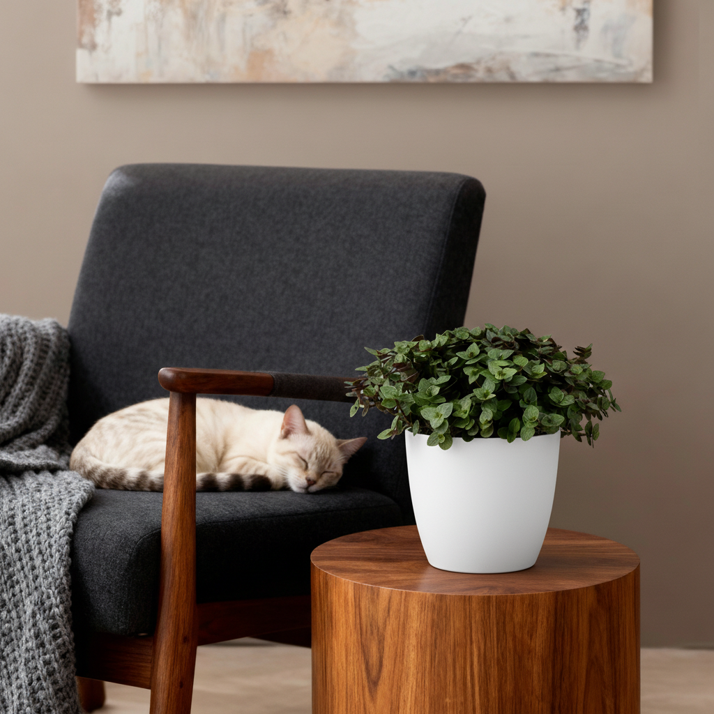Green boutiQ - Kamerplant - Calissia repens - Kattengras - Huisdiervriendelijk - Groen - 2 Planten - met Potter Wit - Pot 12cm - Hoogte 17-20cm