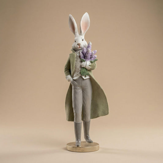 Paashaas beeldje - Haas heer met bloemen - ↑ 51 cm